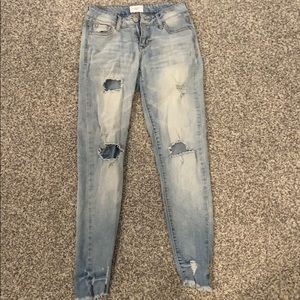 Mid rise ripped jeans